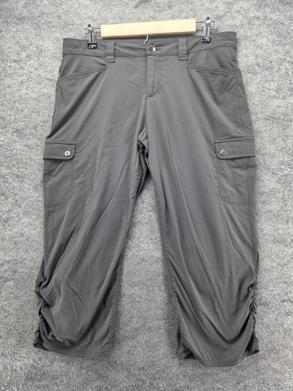 Eddie Bauer Pants Womens 8 Gray Cargo Tapered Microfiber Nylon Stretch Pockets